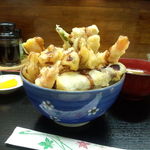 みずなぎ - 【２０１２年９月】天丼（エビ＋エビ）前方から（ご飯やや少なめ）