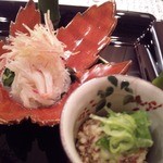 東條 - ずわいがに酢と鴨ロースのマスタード和え