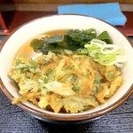 丸や - かき揚げ（380円）＋生玉子（50円）