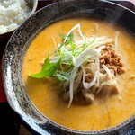 Yuzuno Azemichi Amagono Kaeru - 豆乳ラーメン（白）ごはんセット（900円）