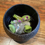 ろっかん - さより・そら豆・かぶの突出し