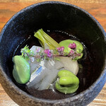 ろっかん - さより・そら豆・かぶの突出し