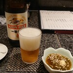 寿司処やぐら - 瓶ビールとお通しw