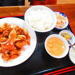Shinyou Hanten - １６番鶏のピリ辛炒め定食　７５０円（税込）【２０２１年２月】