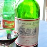 Le Bonze - 赤葡萄酒と炭酸水　あれ？伊太利亜ガス水ですね。