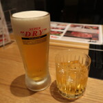 Oumi Ushi Okaki - 生ビール　680円　＆　梅酒ロック　600円