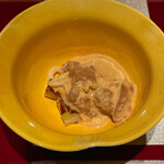 野嵯和 - 焼きホワイトアスパラに雲丹、白エビ 栗のソース