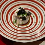 野嵯和 - 河豚の身と皮に白子を和えたひと品