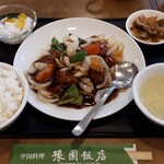 豫園飯店 - 黒酢酢豚+大盛り食事セット