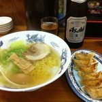 ラーメン みつぐ - H.24.09.08昼 塩ラーメン+餃子+瓶ビール