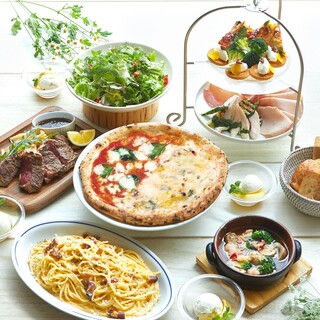 ディナー 女子会コース １ドリンク付き お得に女子会 ママ会も かわいい前菜盛り合わせ アヒージョ 欲張りハーフ ハーフピッツァ 全9皿13品 Salvatore Cuomo Bar 心斎橋 サルヴァトーレ クオモ バール 心斎橋 イタリアン 食べログ