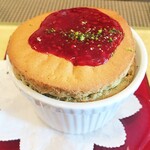 Dessert Le Comptoir - ピスタチオの温かいビスキィ、ラズベリーソース