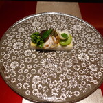 Nozawa - ゆり根のムース、菜の花、つくし素揚げ、空豆、かに、ゆり根