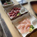 ろばたやき山ろく - 刺身3種