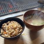 ろばたやき山ろく - 炊き込みご飯とダゴ汁