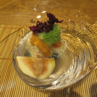 祇園 にし - 毛ガニ　ウニ　おくらおろし　完熟トマト　そしてイチジク