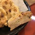 Imaike Shokudou Yoshimura - レンコンの肉サンド揚げの断面