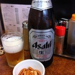 中華新楽 - ビール中瓶（カキピー付きで￥４５０は良心的）