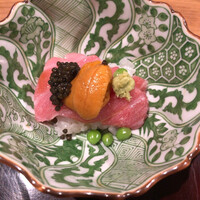 祇園 にし - 蝦夷バフンウニと大トロ＋餅米