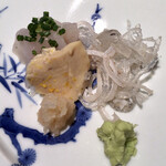 馳走 啐啄一十  - 河豚(身、肝、皮の湯引き)