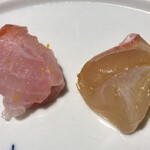 馳走 啐啄一十  - 来島の鯛(5日熟成)
      五代目サスエ前田魚店の駿河湾_金目鯛(10日熟成)