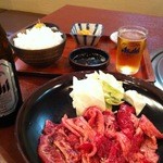 紅梅園 - H.24.09.09.昼 焼肉定食ダブル 1,200円