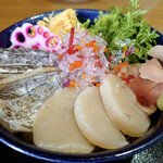 Wataribune - 日替わり丼　タイラギ貝と炙り太刀魚の丼