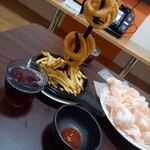 カラオケ まねきねこ - オニオンリング&ポテト、えびせん