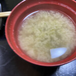 市原江戸銀 - お代わりはアオサの味噌汁。これも美味い