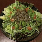 博多もつ鍋龍 - 水菜とじゃこのサラダ〜黒酢オニオンドレッシング