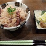 割烹 だいだい - 蛍烏賊の炊き込みご飯と香の物