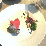 La Brianza - 前菜盛り合わせカツオのカルパッチョとプレザオーラタルタル。手間隙かけて作られたプレザオーラねっとりしっとり生肉とは違う濃厚なおいしさ、さばきたてカツオ新鮮やっぱりおいしい～