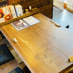 そば草香 - 手前の予約席
      私たちはこのテーブルのひとつ奥のテーブルに