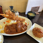 Tonkatsu Hiroki - ■ヒレとんかつ&海老フライ（大）&海老クリームコロッケ定食¥2020