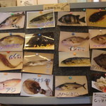 なみじ - 店内の「本日のお魚報告板」です