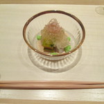 まき村 - 茄子　南京　蓮　赤ピーマン　枝豆　出汁ジュレ　胡麻クリーム