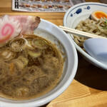 サバ６製麺所  - サバ濃厚鶏つけ麺　さば寿司set 1150円