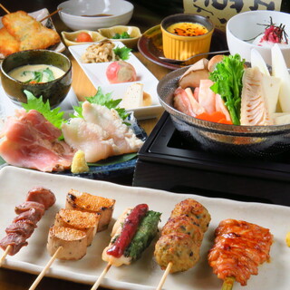 取分け不要の銘々盛コース串焼きと季節鍋(お一人様用)