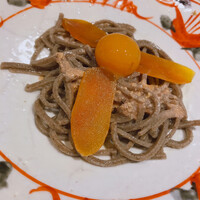 乙味 あさ井 - 福井在来種　挽きぐるみ
                    十割手打ち蕎麦　自家製唐墨　うずら卵黄
                    胡麻汁