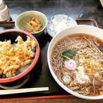 つるや - 料理写真:かき揚天丼セット(かけそば)   ¥700-