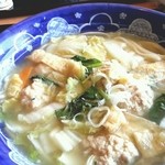 Aji No Mingei - 鷄団子と野菜の塩麹うどん　大盛り　2012.9