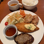 いなもと - ハンバーグ盛り合わせランチ　880円