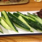 にしきや - もろキュウ（自家製味噌 300円）