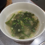 sumibiyakinikuhorumommarumi - 石焼明太ビビンバとセットのわかめスープ