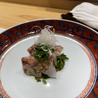 すし 副島康広 - ノドグロのたたき　7日熟成　雲丹と和えた野菜と共に。ノドグロの脂ののった旨みと雲丹和えした野菜のの濃厚さが絶妙⭐️⭐️⭐️⭐️⭐️