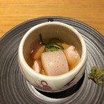 じどりや 穏座 - 雄トサカと白子のポン酢