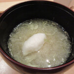 SOTO - 味噌汁:真鯛と平目のアラ出汁、茗荷、白味噌、白エビしんじょ