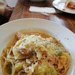 イタリア食堂 ペコラ - ツナとアンチョビ、春キャベツのスパゲッティー アップ