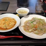 中国菜館 成龍軒 - 天津飯セット 皿うどん