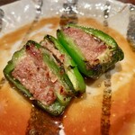 鳥茂 - ピーマン肉詰め タレで